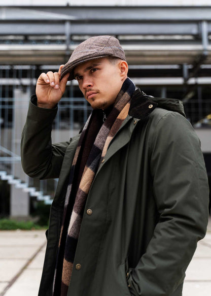 Barbour Petten  Cheviot flat cap - brown herringbone 