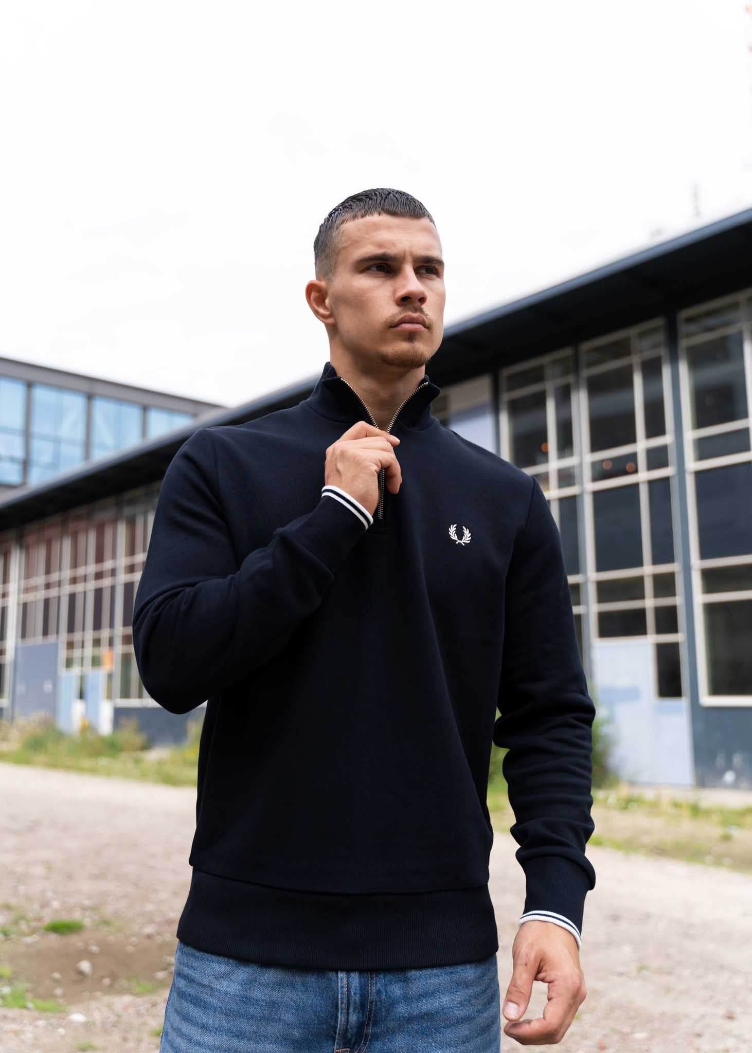 Quarter Zip Fred Perry Navy Sweatshirt Fred Perry Half Zip Sweatshirt
