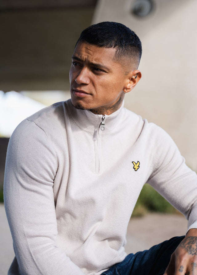 Lyle & Scott Sweaters  Cotton merino quarter zip jumper - cove 