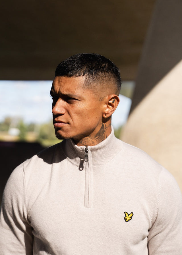 Lyle & Scott Sweaters  Cotton merino quarter zip jumper - cove 