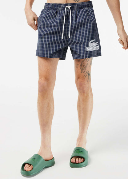 Lacoste Zwembroeken  Checkered swimming trunks - navy blue lapland 