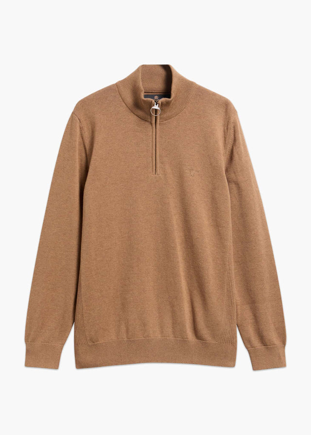 Barbour Sweaters Barbour cotton half zip knitted jumper - sandstone