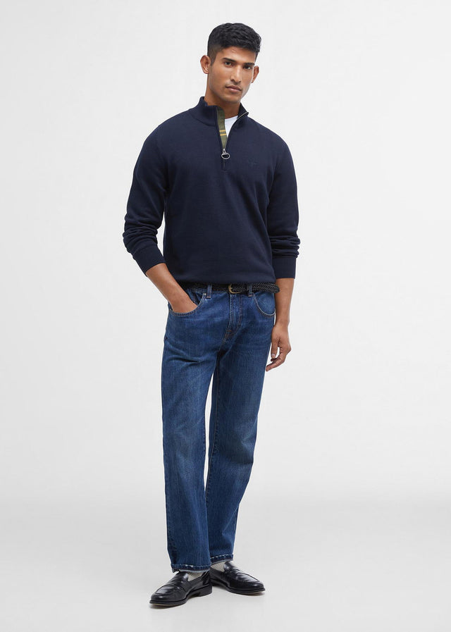 Barbour Sweaters Cotton half zip knitted jumper - navy