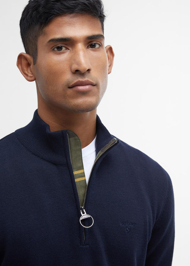 Barbour Sweaters Cotton half zip knitted jumper - navy