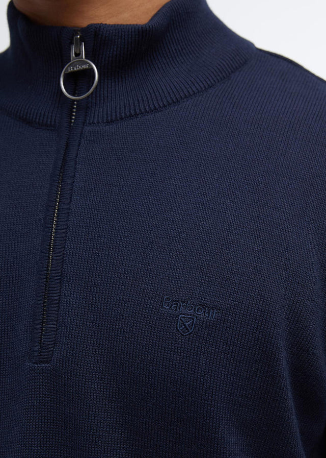 Barbour Sweaters Cotton half zip knitted jumper - navy