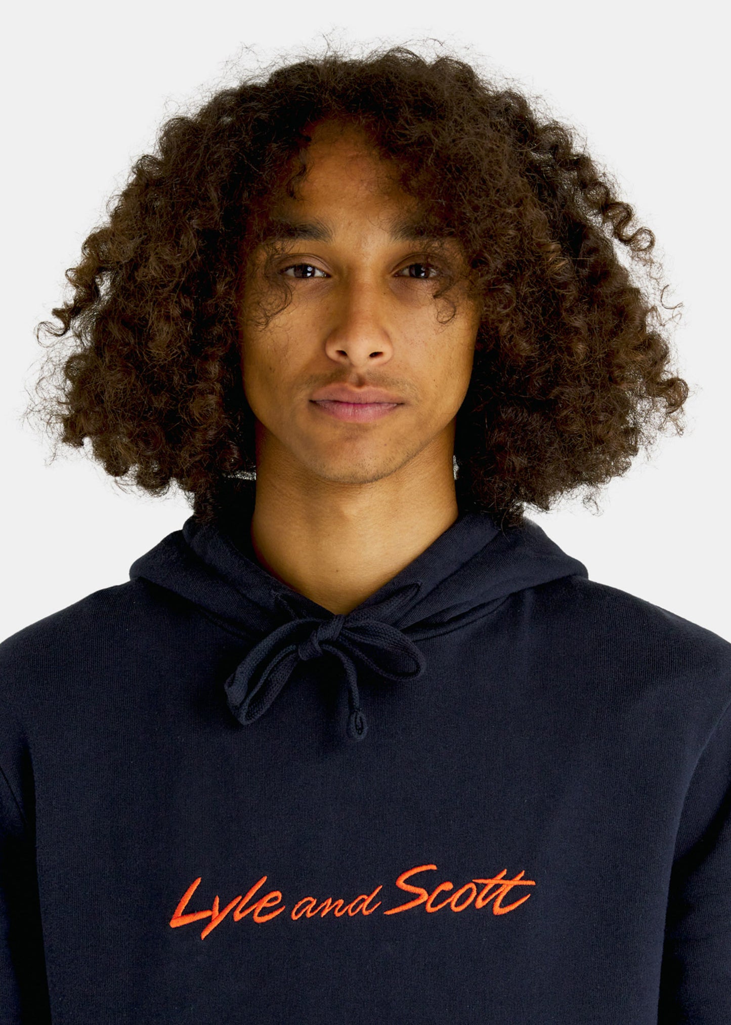 Embroidered logo hoodie - dark navy sorrel orange