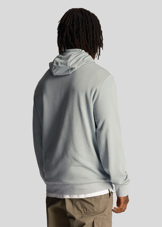 Loopback embroidered hoodie - slate blue