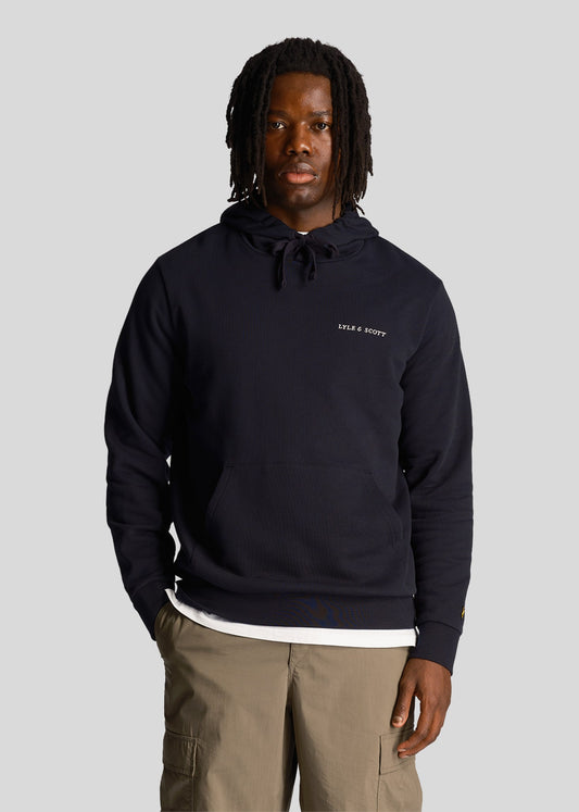 Loopback embroidered hoodie - dark-navy