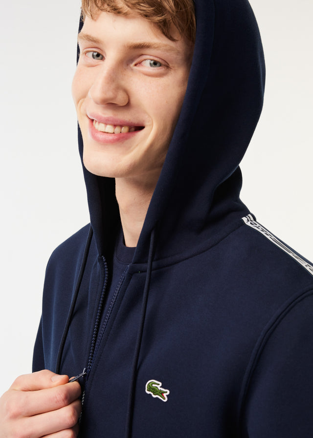 Lacoste Cardigans  Contrast stripe zip through hoodie - navy blue 