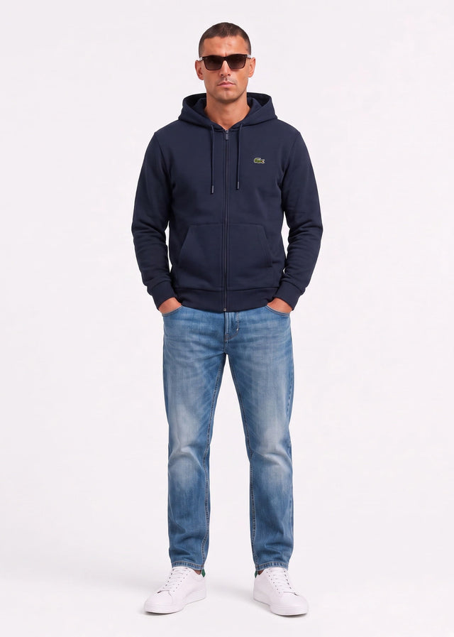 Lacoste Hoodies Fleece zipped front hoodie - navy blue