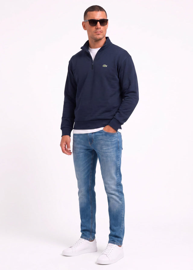 Lacoste Sweaters Quarter zip fleece sweatshirt - navy blue