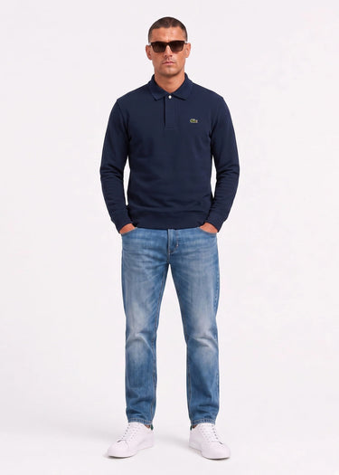Lacoste Truien Polo collar double face pique sweatshirt - navy blue
