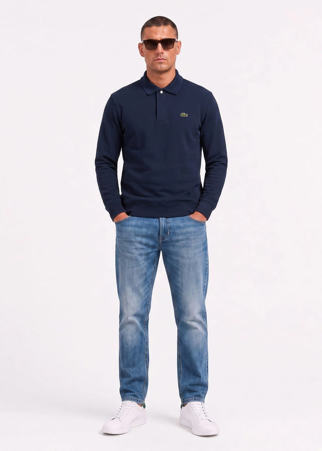 Lacoste Sweaters Polo collar double face pique sweatshirt - navy blue