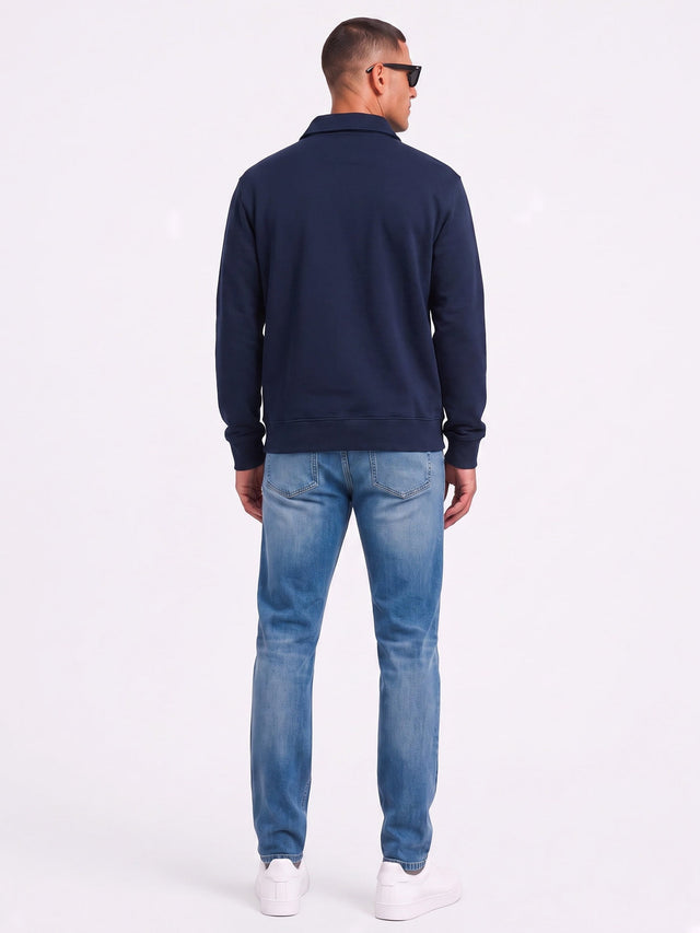 Lacoste Sweaters Polo collar double face pique sweatshirt - navy blue