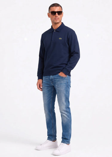 Lacoste Truien Polo collar double face pique sweatshirt - navy blue