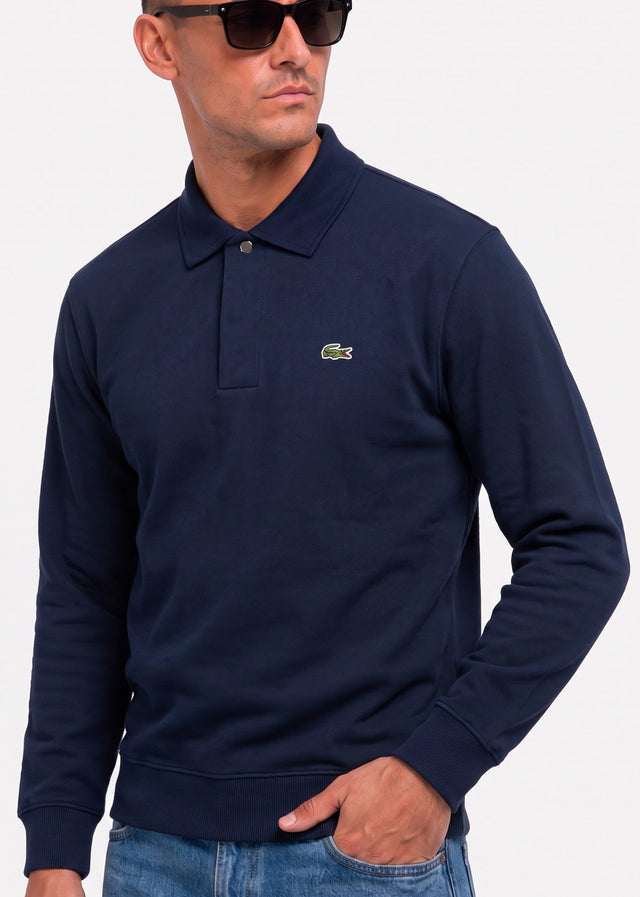 Lacoste Sweaters Polo collar double face pique sweatshirt - navy blue