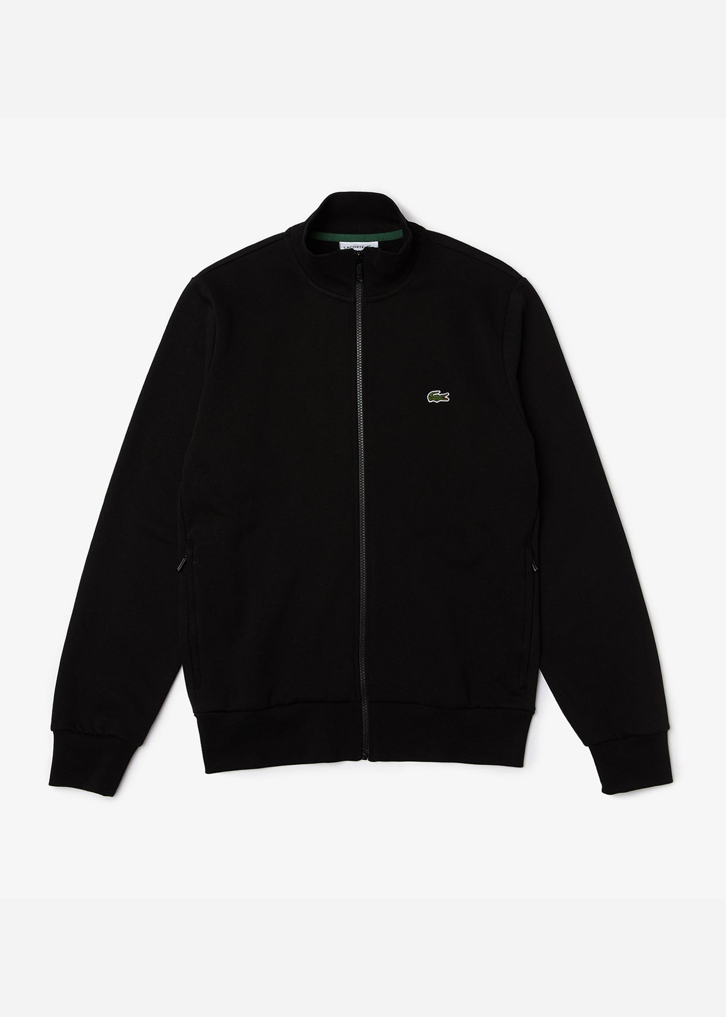 Brushed fleece zip through sweater - black