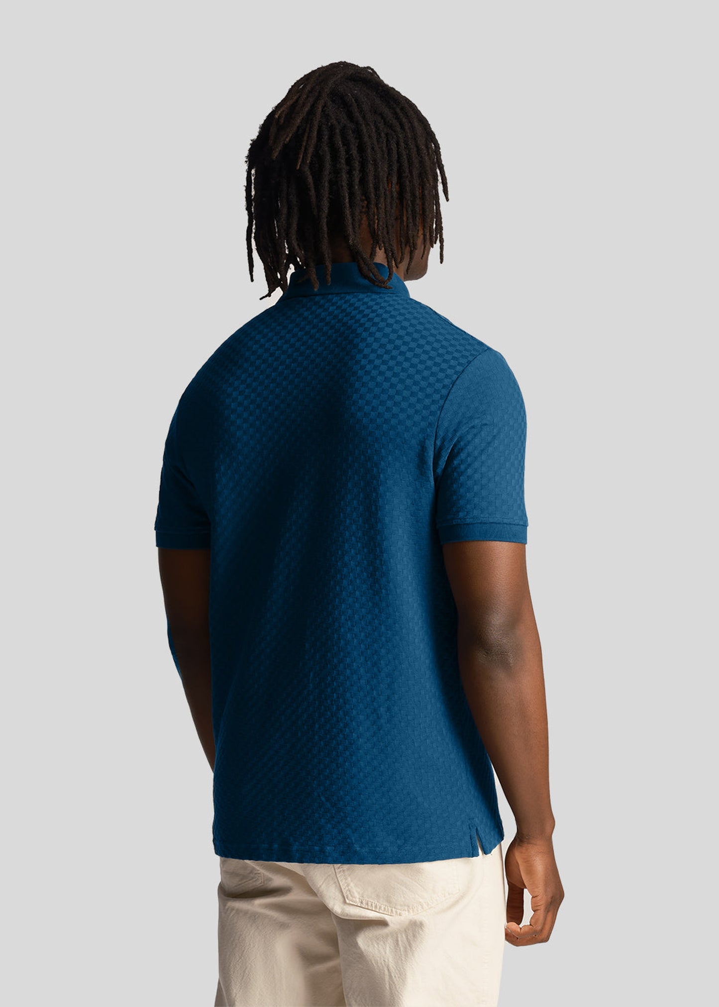 Grid texture polo shirt - apres navy