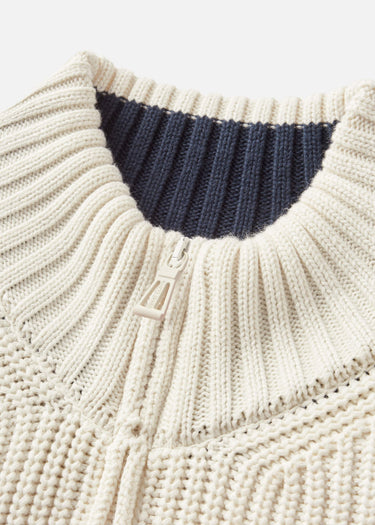 Henri Lloyd Sweaters Golant quarter zip ribbed knit - ecru