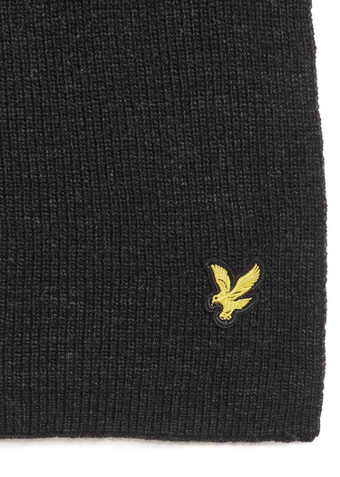Lyle & Scott Sjaals Lambswool ribbed scarf - jet black marl
