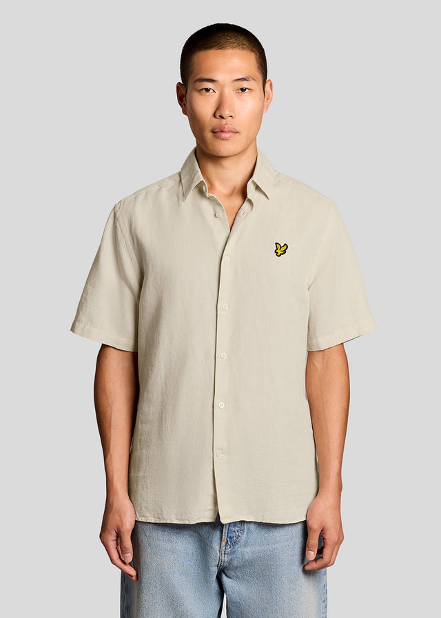 Lyle & Scott Shirts Short sleeve linen blend shirt - cove