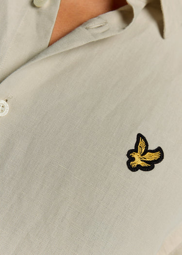 Lyle Scott Overhemden Short sleeve linen blend shirt - cove