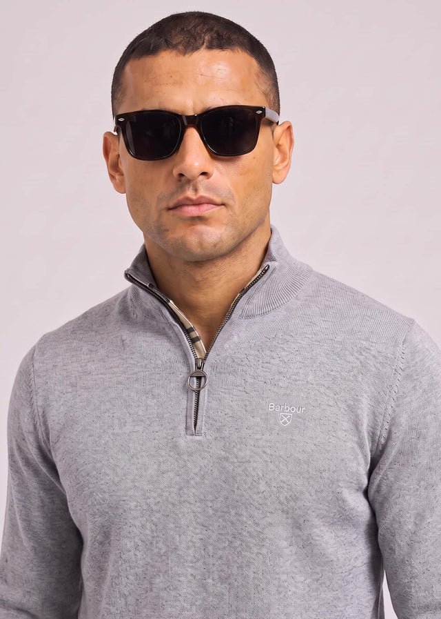 Barbour Sweaters Barbour cotton half zip knitted jumper - grey marl