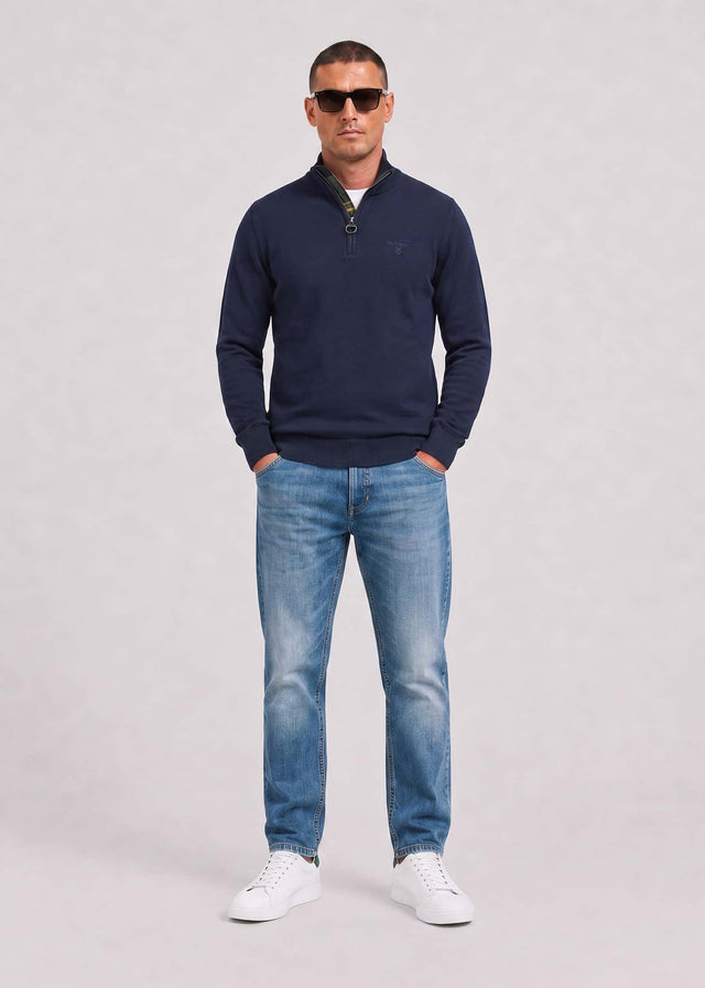 Barbour Sweaters Cotton half zip knitted jumper - navy