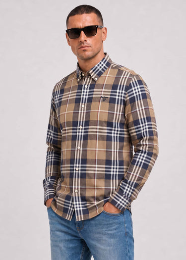 Barbour Shirts Barbour edger tailored checked shirt - stone