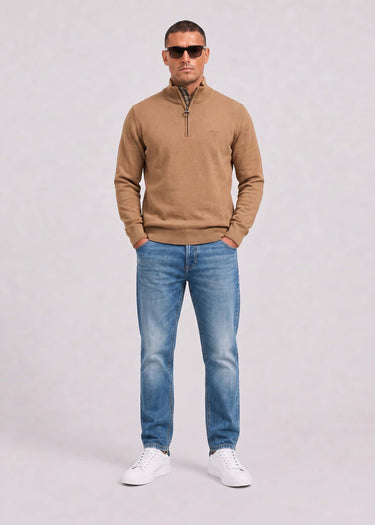 Barbour Sweaters Barbour cotton half zip knitted jumper - sandstone
