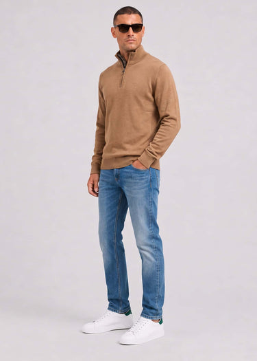 Barbour Sweaters Barbour cotton half zip knitted jumper - sandstone