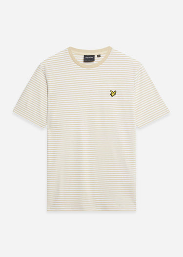 Lyle & Scott T-shirts Linen blend breton stripe t-shirt - luna white