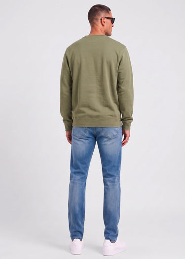 Aquascutum Sweaters Check shoulder crewneck fleece - army green