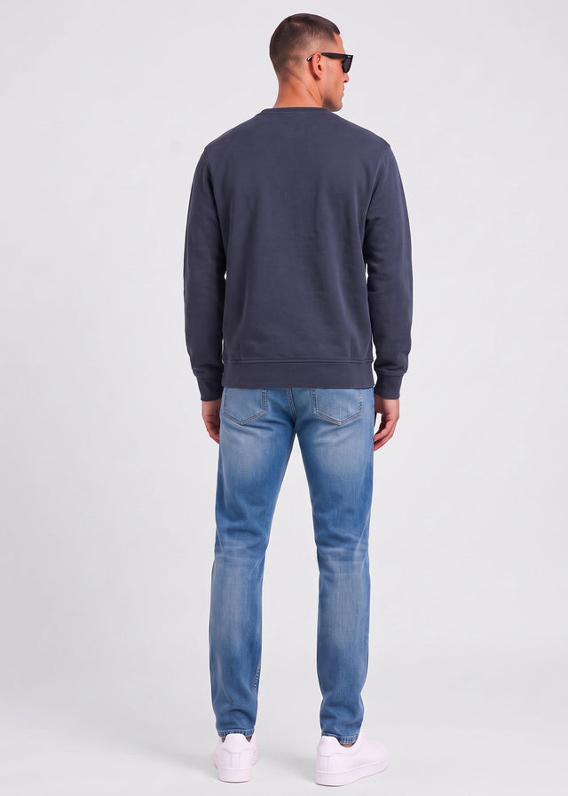 Aquascutum Sweaters Check shoulder crewneck fleece - navy