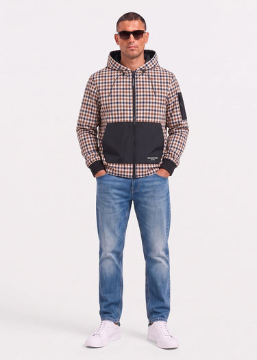 Aquascutum Cardigans Check full zip stretch fleece - black