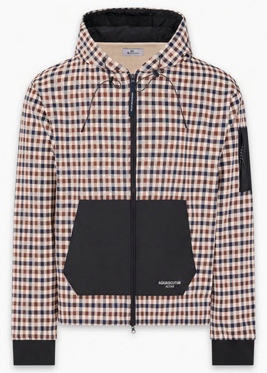 Aquascutum Cardigans Check full zip stretch fleece - black