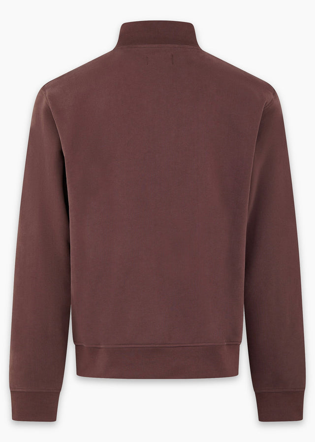 Aquascutum Sweaters Check shoulder quarter zip fleece - chocolate