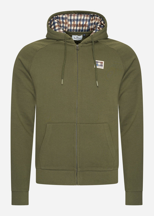 Aquascutum Hoodies Active patch fz raglan hoodie - army green