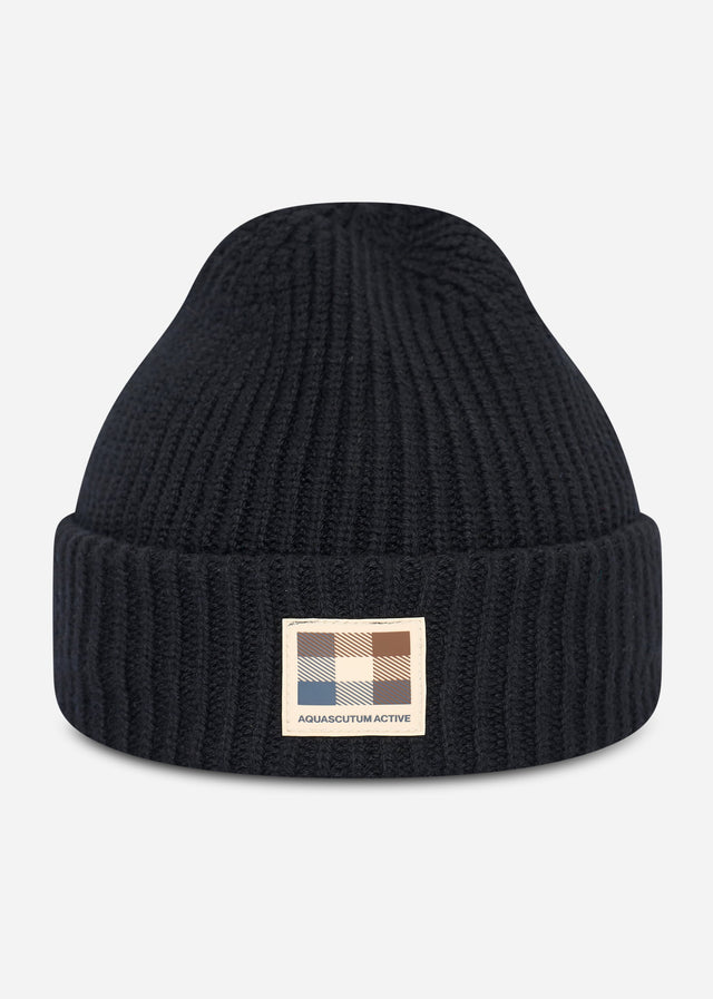 Aquascutum Beanies Active roll beanie - black