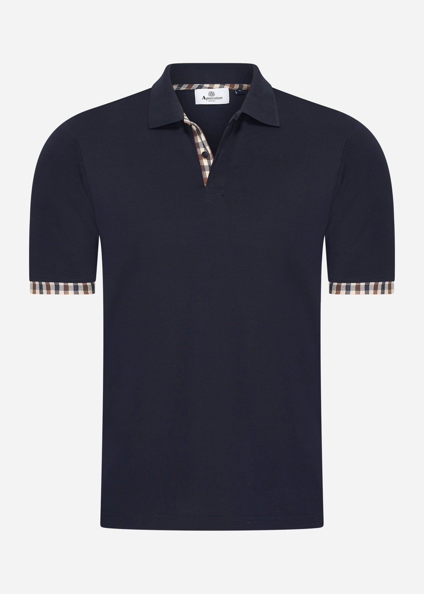 Aquascutum Polo's Active supima club check sleeves polo - navy