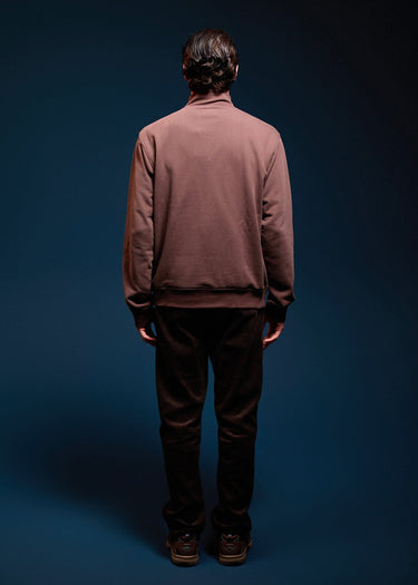 Aquascutum Sweaters Check shoulder quarter zip fleece - chocolate