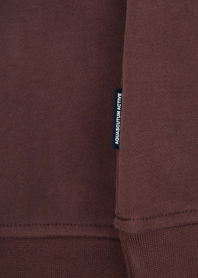 Aquascutum Sweaters Check shoulder quarter zip fleece - chocolate