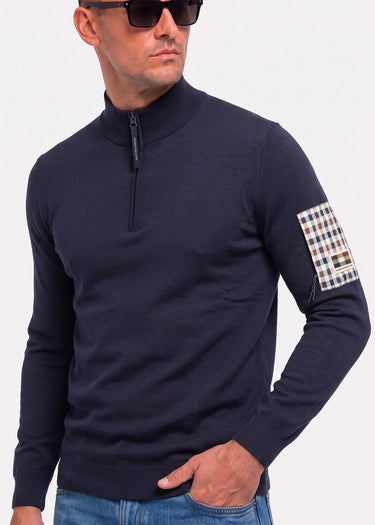 Aquascutum Sweaters Quarter zip tech sweater - navy