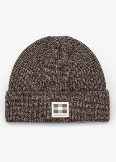 Aquascutum Beanies Rubber patch beanie - chocolate