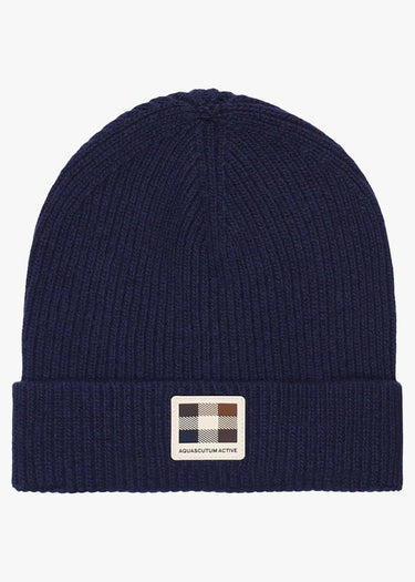 Aquascutum Beanies Rubber patch beanie - navy