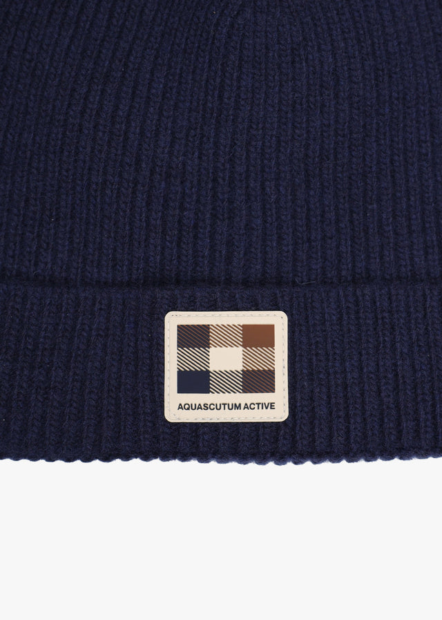 Aquascutum Beanies Rubber patch beanie - navy