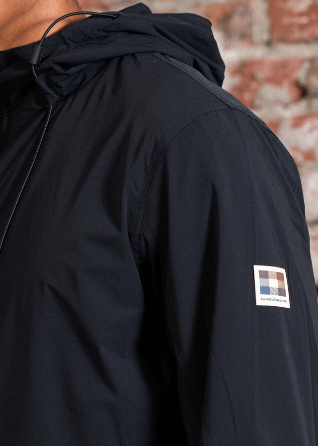 Aquascutum Jackets Hooded stretch windbreaker jacket - black
