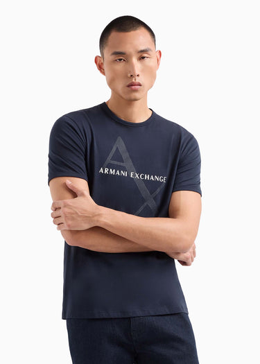 Armani Exchange T-shirts Diagonal logo t-shirt - navy