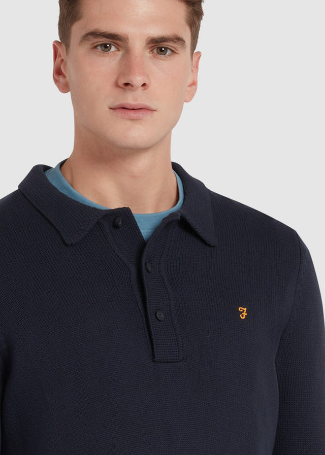 Farah Sweaters  Sweater hamlet knit ls polo - true navy 