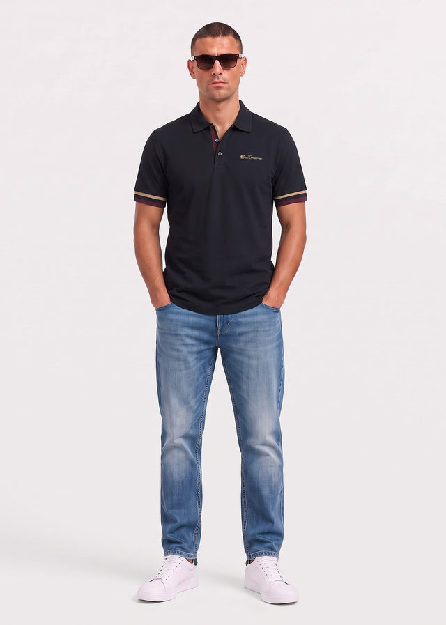 Ben Sherman Polos Cuff detail polo - black